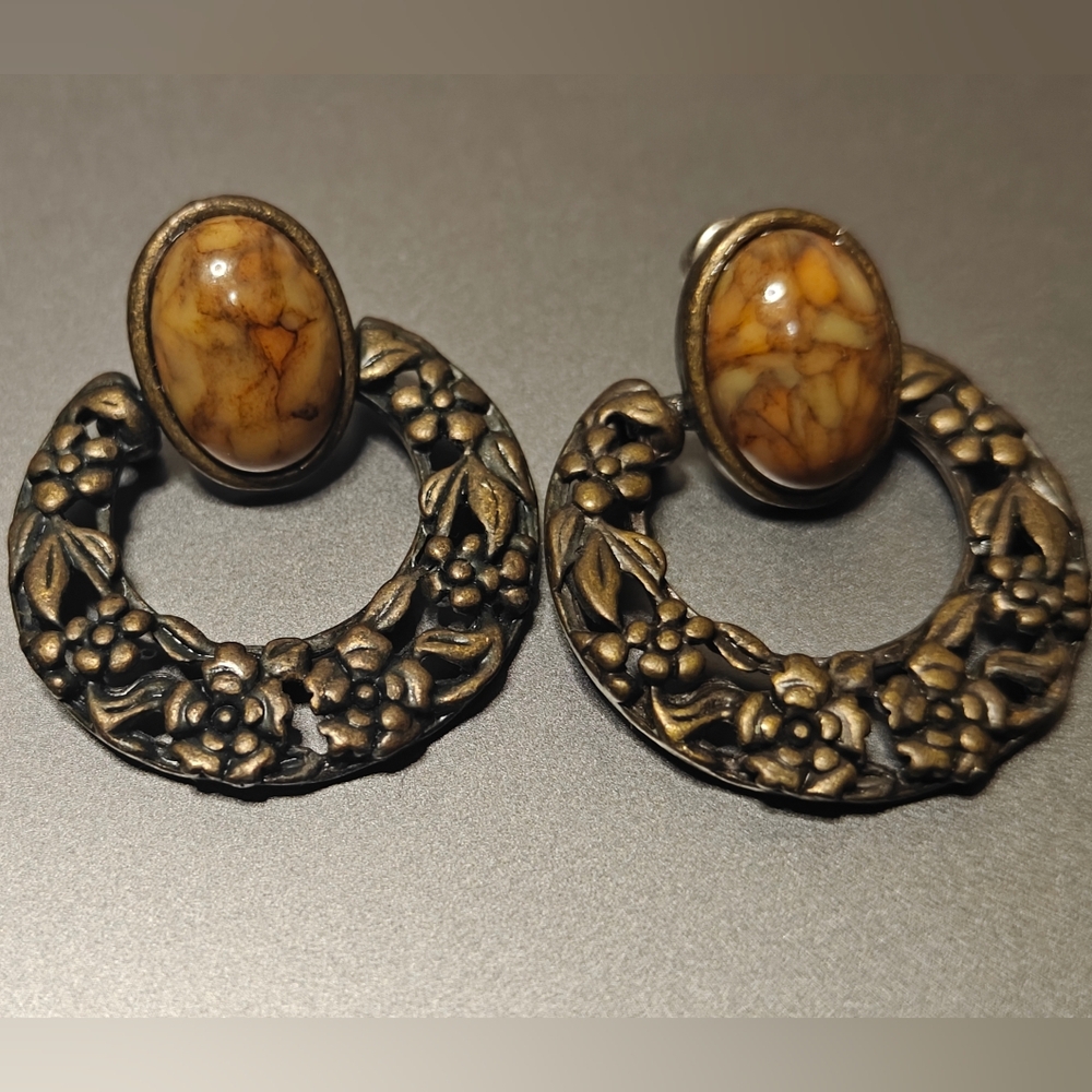 Elegant Bronze Tone Door Knocker Earrings